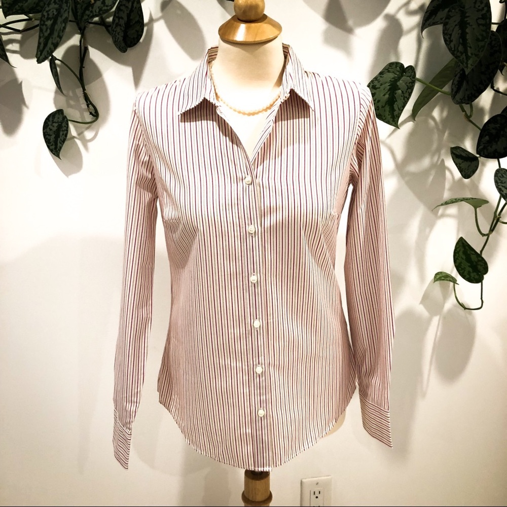 J CREW Button Down Dress Shirt Striped Red White